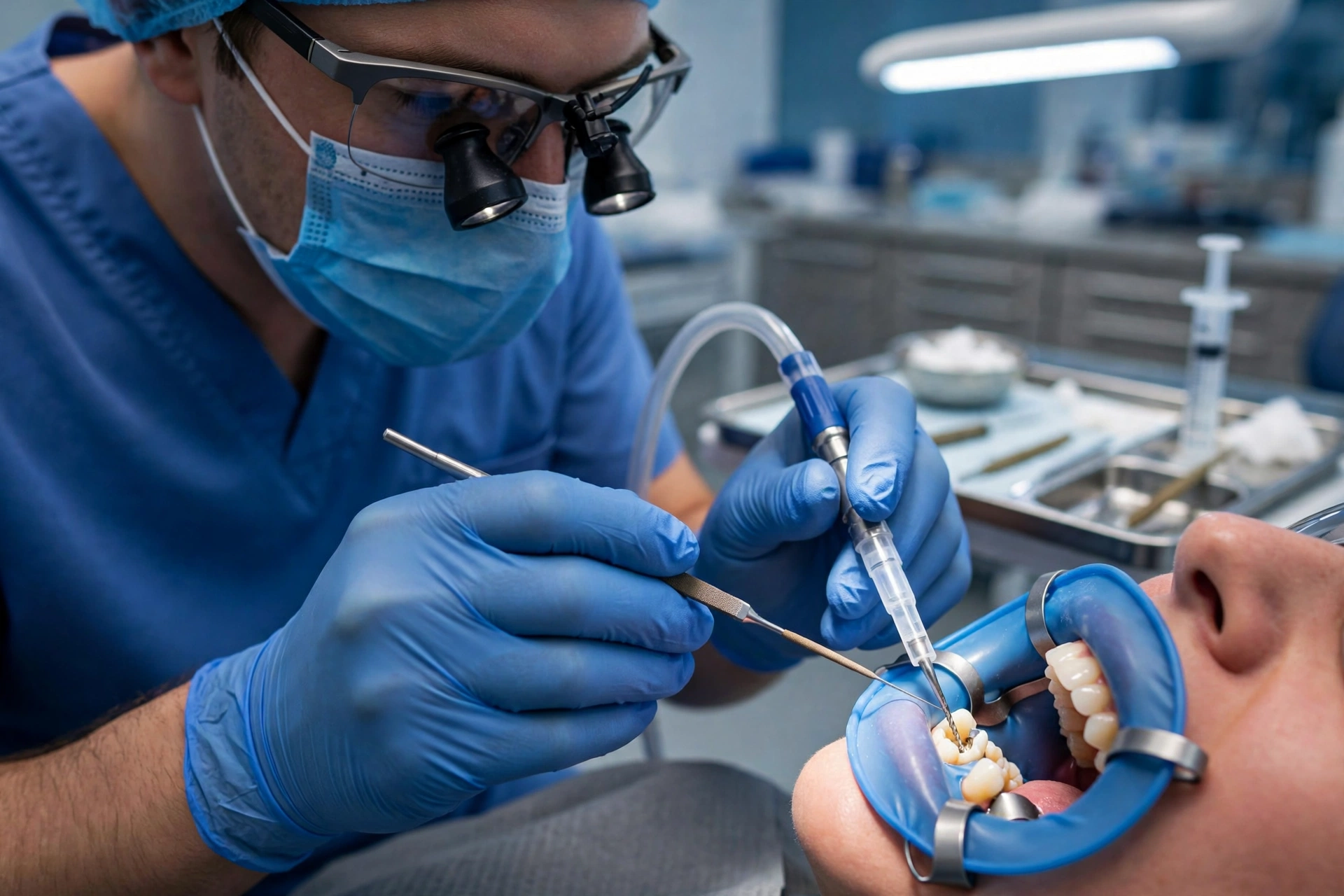 Dentist performing a dental procedure in Hastings, Hawke's Bay